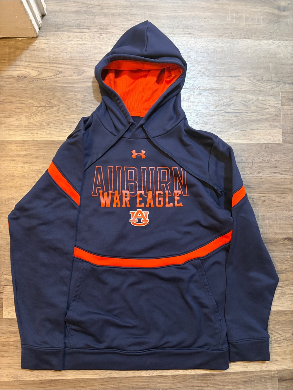 Under Armour Navy and Orange Auburn 'War Eagle' Pullover Hoodie